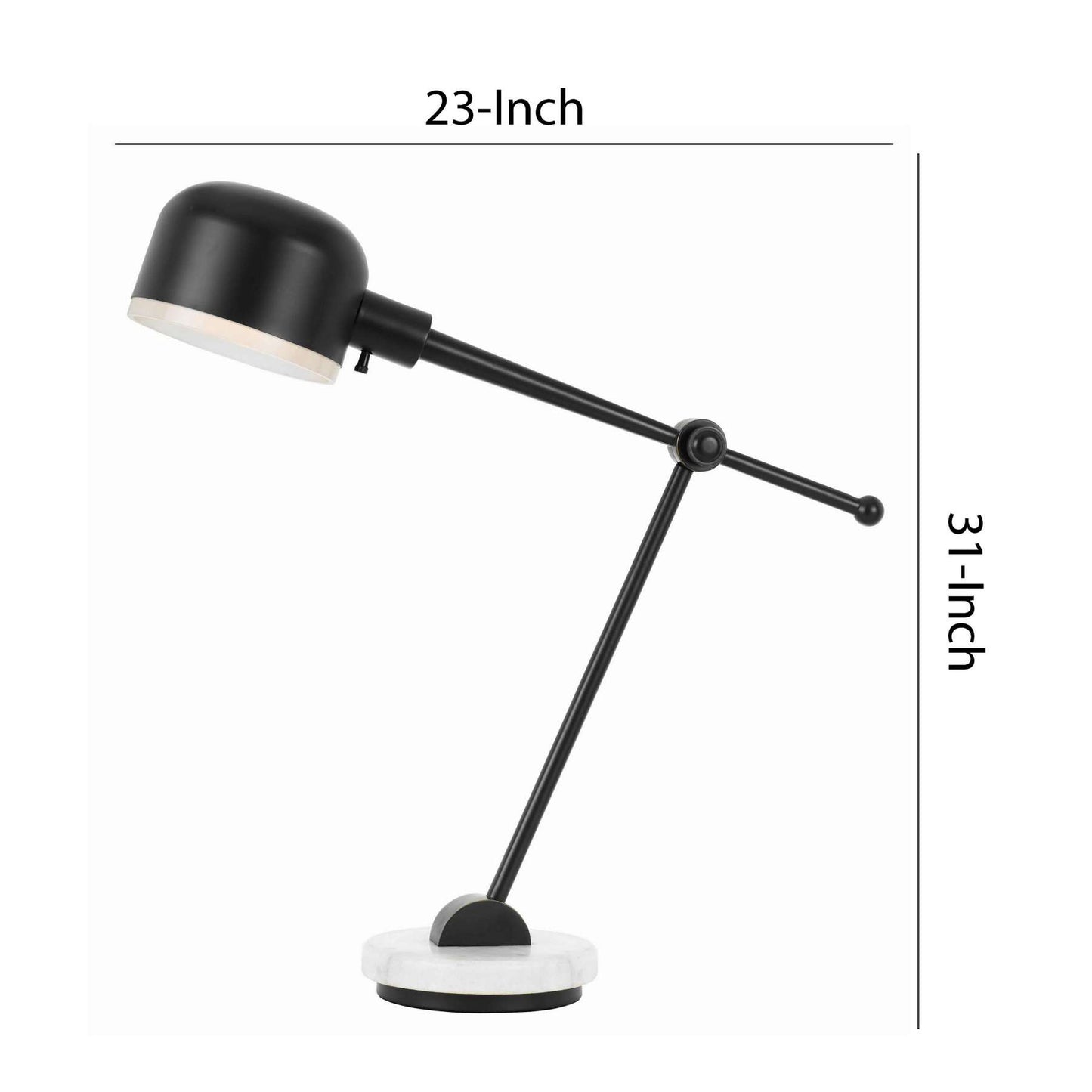 60 Watt Metal Frame Desk Lamp With Adjustable Head, Black And White By Benzara | Table Lamps |  Modishstore  - 2