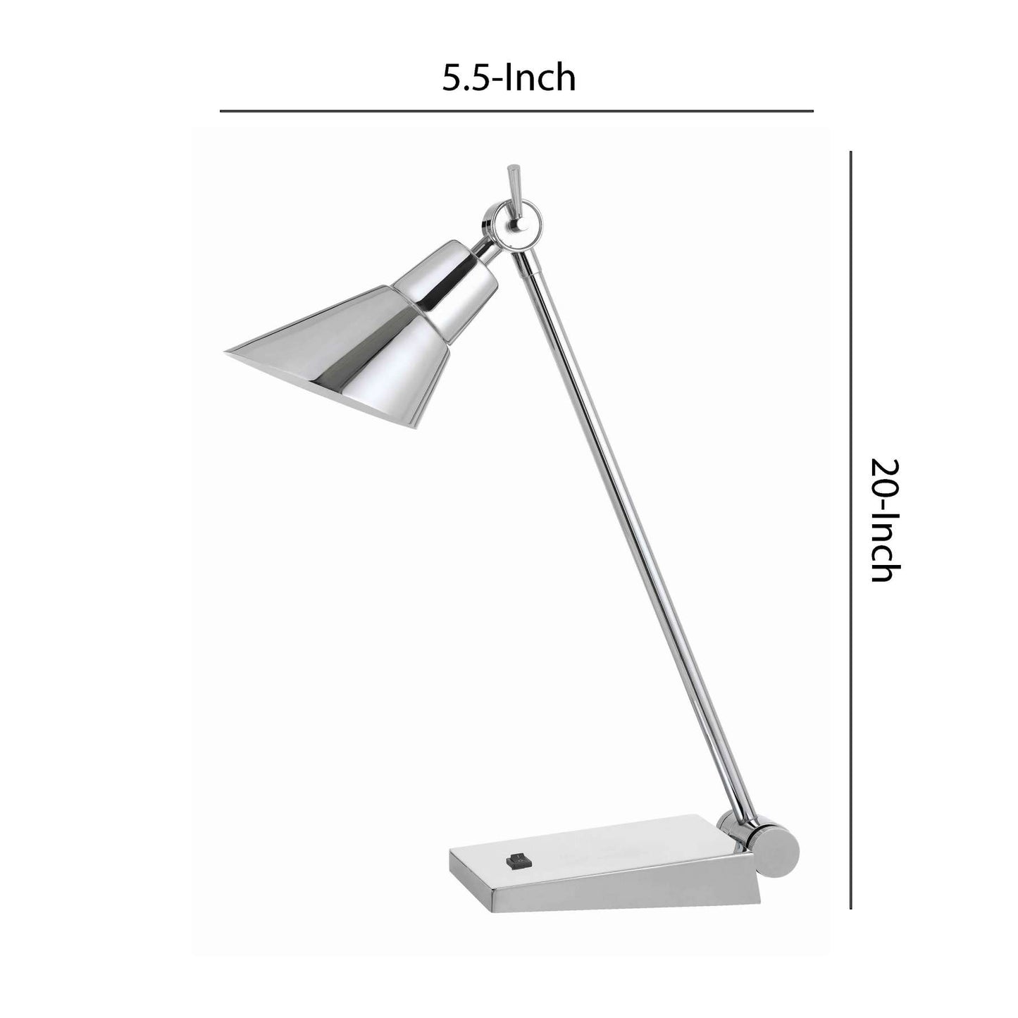 Adjustable Metal Led Desk Lamp With Rocker Switch, Chrome By Benzara | Table Lamps |  Modishstore  - 2