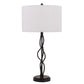 Round Fabric Shade Table Lamp With Metal Spiral Design Base,White And Black By Benzara | Desk Lamps | Modishstore