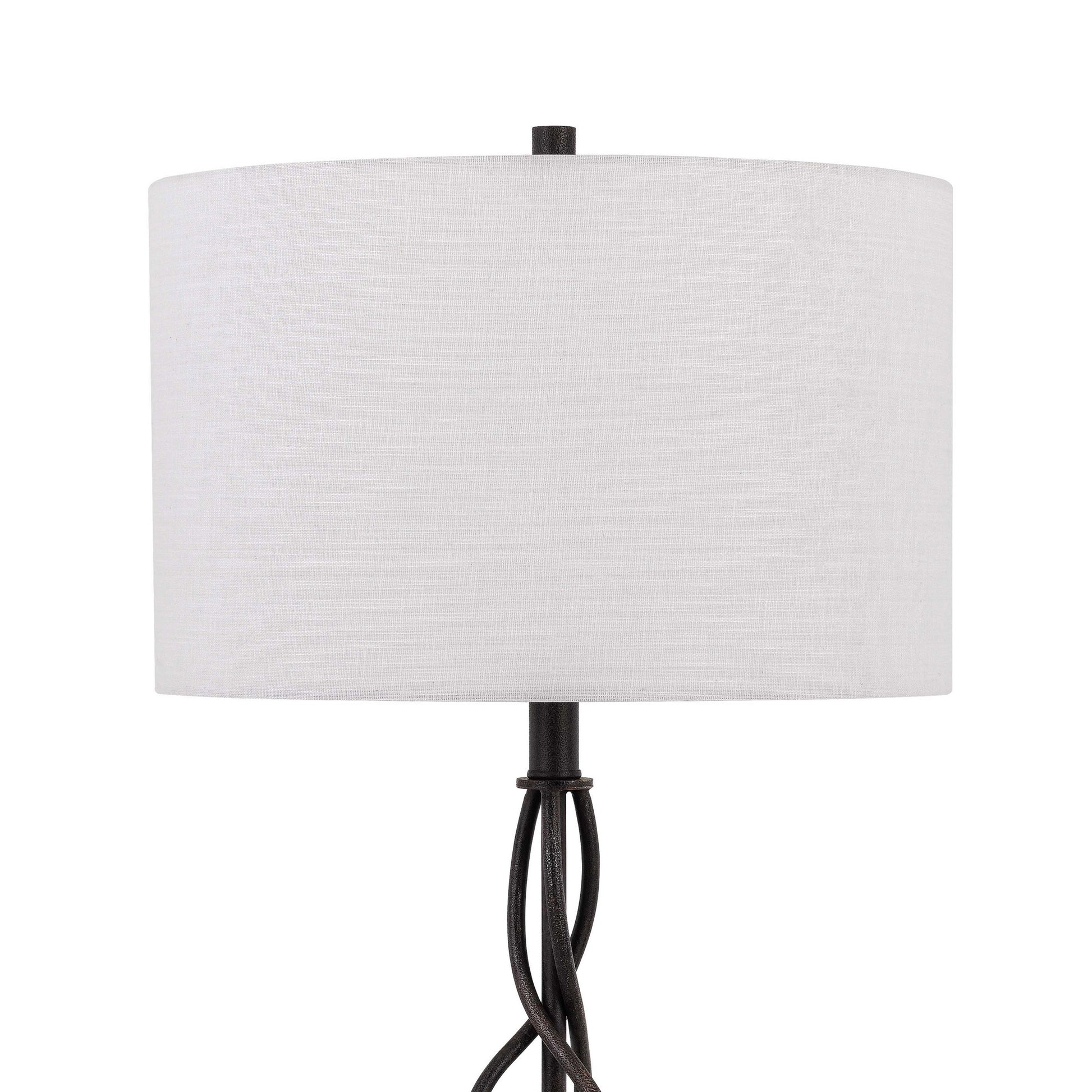 Round Fabric Shade Table Lamp With Metal Spiral Design Base,White And Black By Benzara | Desk Lamps | Modishstore - 2