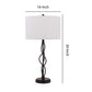 Round Fabric Shade Table Lamp With Metal Spiral Design Base,White And Black By Benzara | Desk Lamps | Modishstore - 5