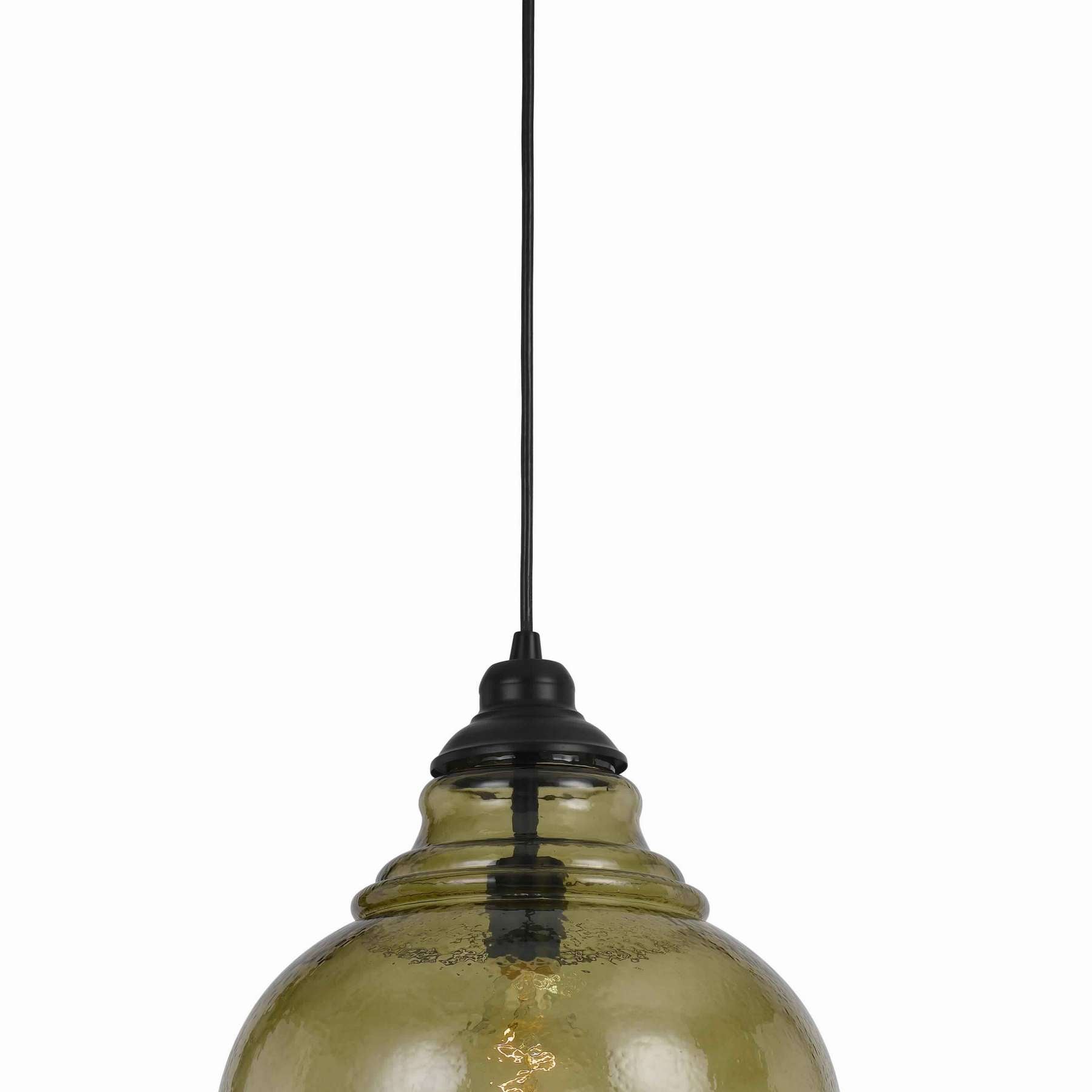 60 Watt Metal Frame Pendant With Rippled Glass Shade, Beige And Black By Benzara | Pendant Lamps |  Modishstore  - 4