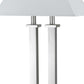 60W X 2 Desk Lamp With Trapezoid Shade And Power Strip, Silver And White By Benzara | Table Lamps |  Modishstore  - 5