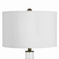 3 Way Table Lamp With Glass Round Base And Antique Brass Accent, White By Benzara | Table Lamps |  Modishstore  - 5
