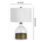 3 Way Table Lamp With Glass Round Base And Antique Brass Accent, White By Benzara | Table Lamps |  Modishstore  - 2