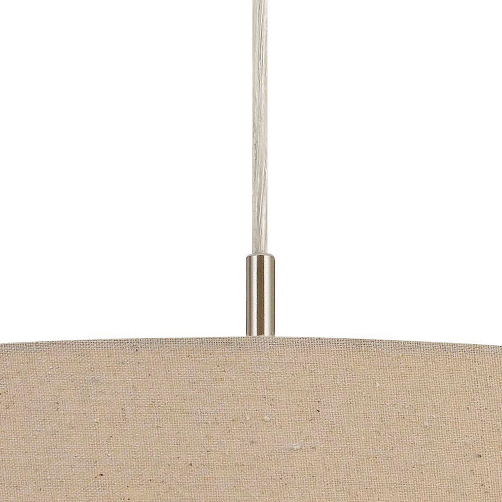 60W X 3 Drum Shade Pendant Fixture, Beige And Silver By Benzara | Chandeliers |  Modishstore  - 4