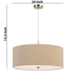 60W X 3 Drum Shade Pendant Fixture, Beige And Silver By Benzara | Chandeliers |  Modishstore  - 2
