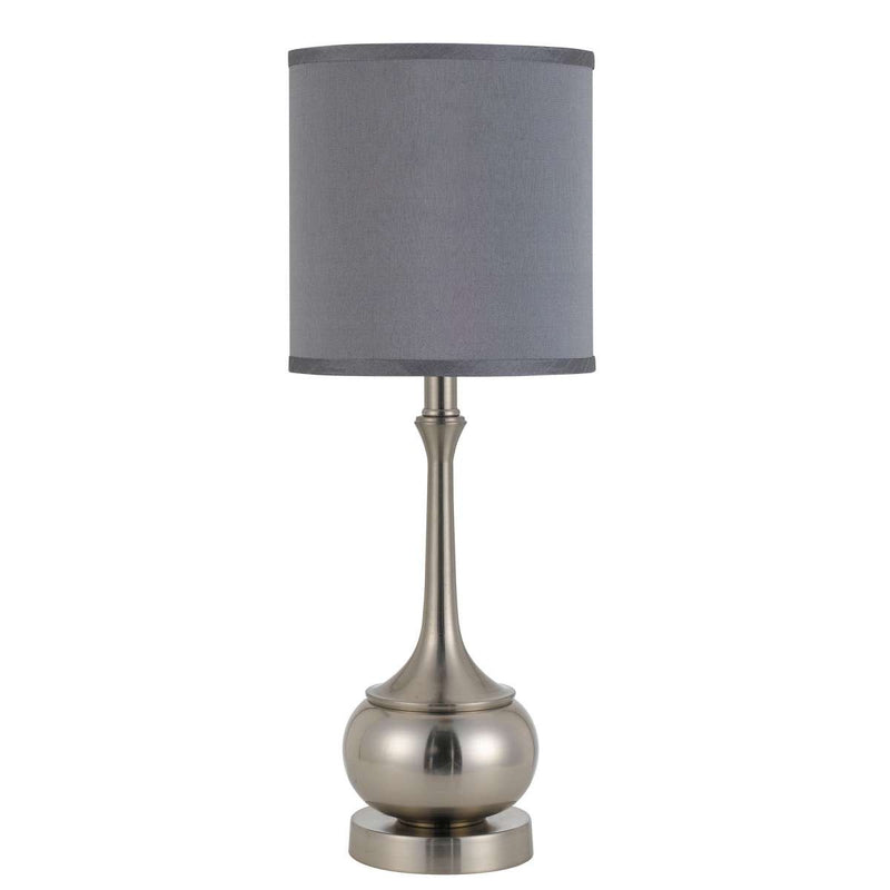 Elongated Bellied Shape Metal Accent Lamp With Drum Shade, Silver By Benzara | Floor Lamps |  Modishstore 