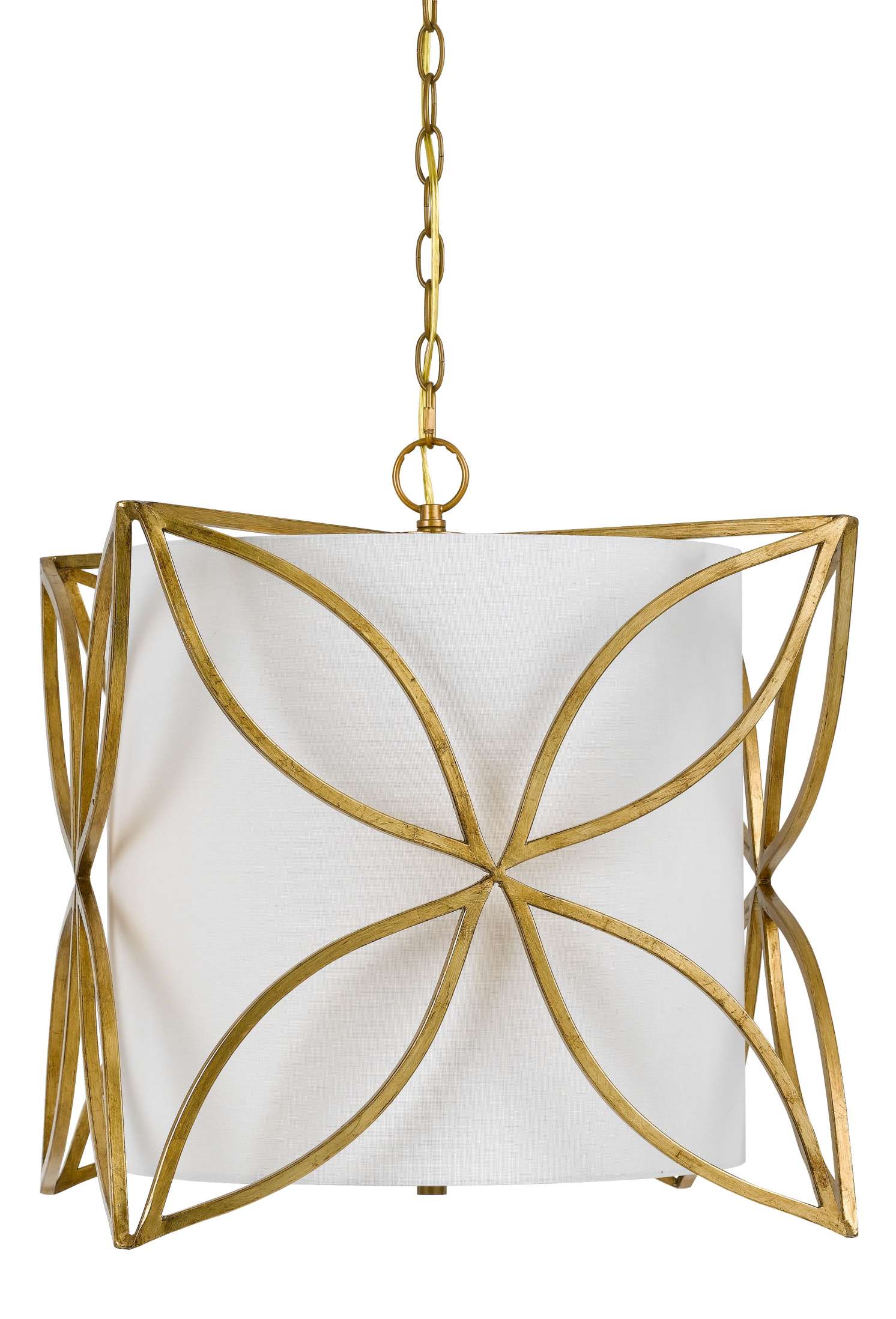 60 X 3 Watt Metal Chandelier With Floral Cut Out, Gold And White By Benzara | Chandeliers |  Modishstore 