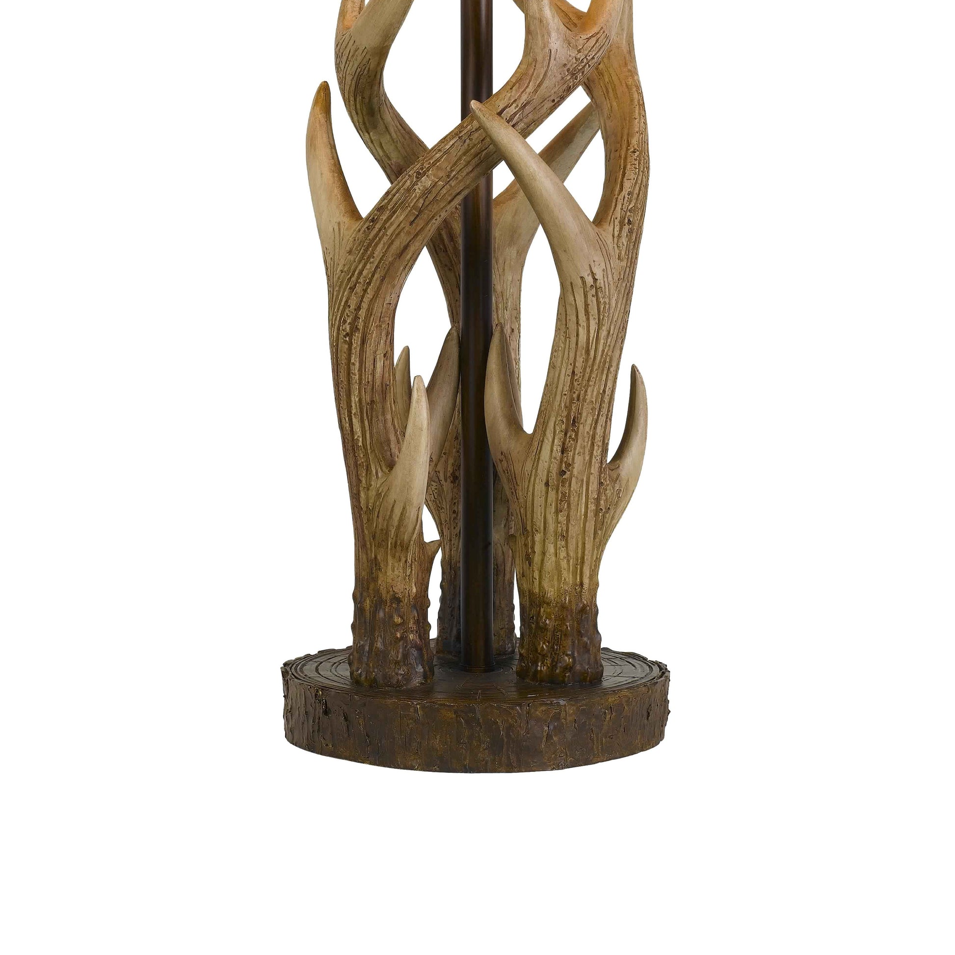 150 Watt Leatherette Shade Table Lamp With Antler Polyresin Base, Brown By Benzara | Desk Lamps | Modishstore - 4