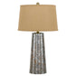 Glass Body Table Lamp With Tapered Burlap Shade, Gray And Beige By Benzara | Table Lamps |  Modishstore 