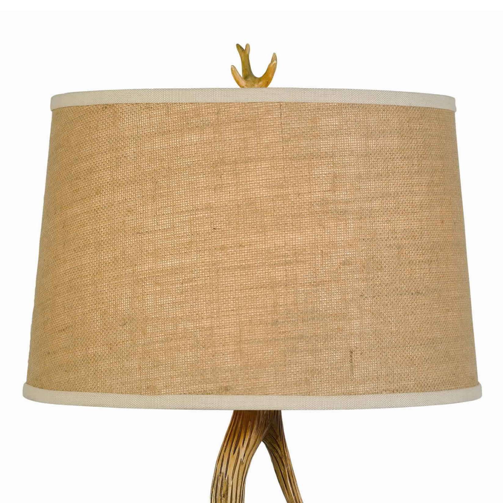 Textured Fabric Shade Table Lamp With Antler Design Base, Beige And Brown By Benzara | Table Lamps |  Modishstore  - 5