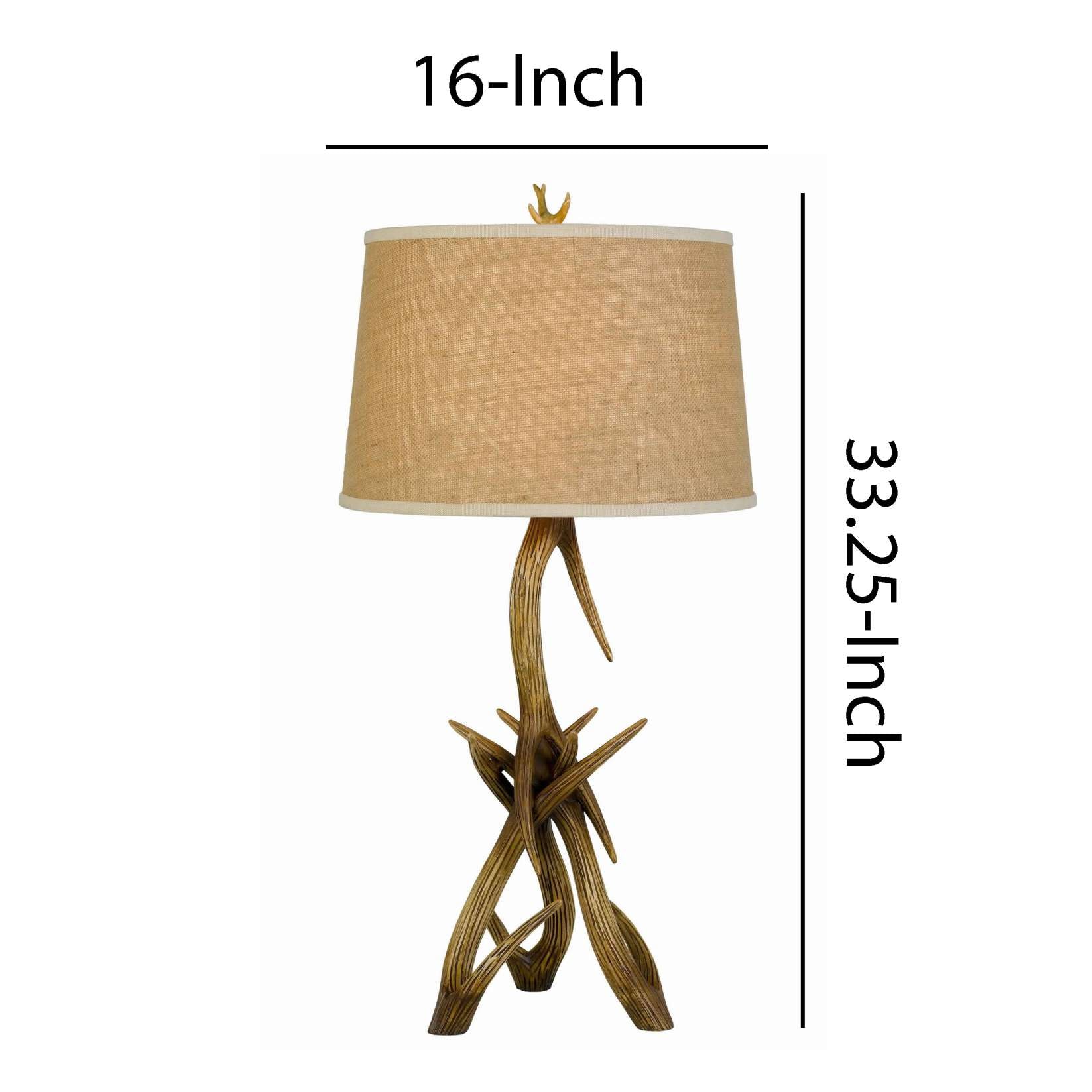 Textured Fabric Shade Table Lamp With Antler Design Base, Beige And Brown By Benzara | Table Lamps |  Modishstore  - 2
