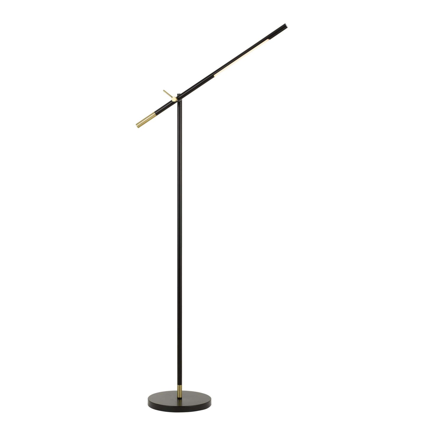 10 Watt Adjustable Metal Frame Floor Lamp, Black And Brass By Benzara | Floor Lamps |  Modishstore 