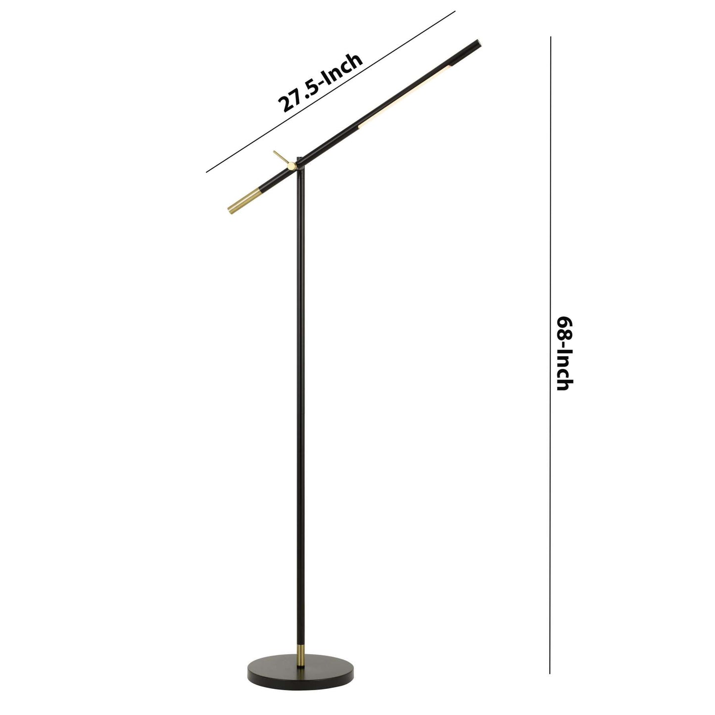 10 Watt Adjustable Metal Frame Floor Lamp, Black And Brass By Benzara | Floor Lamps |  Modishstore  - 2