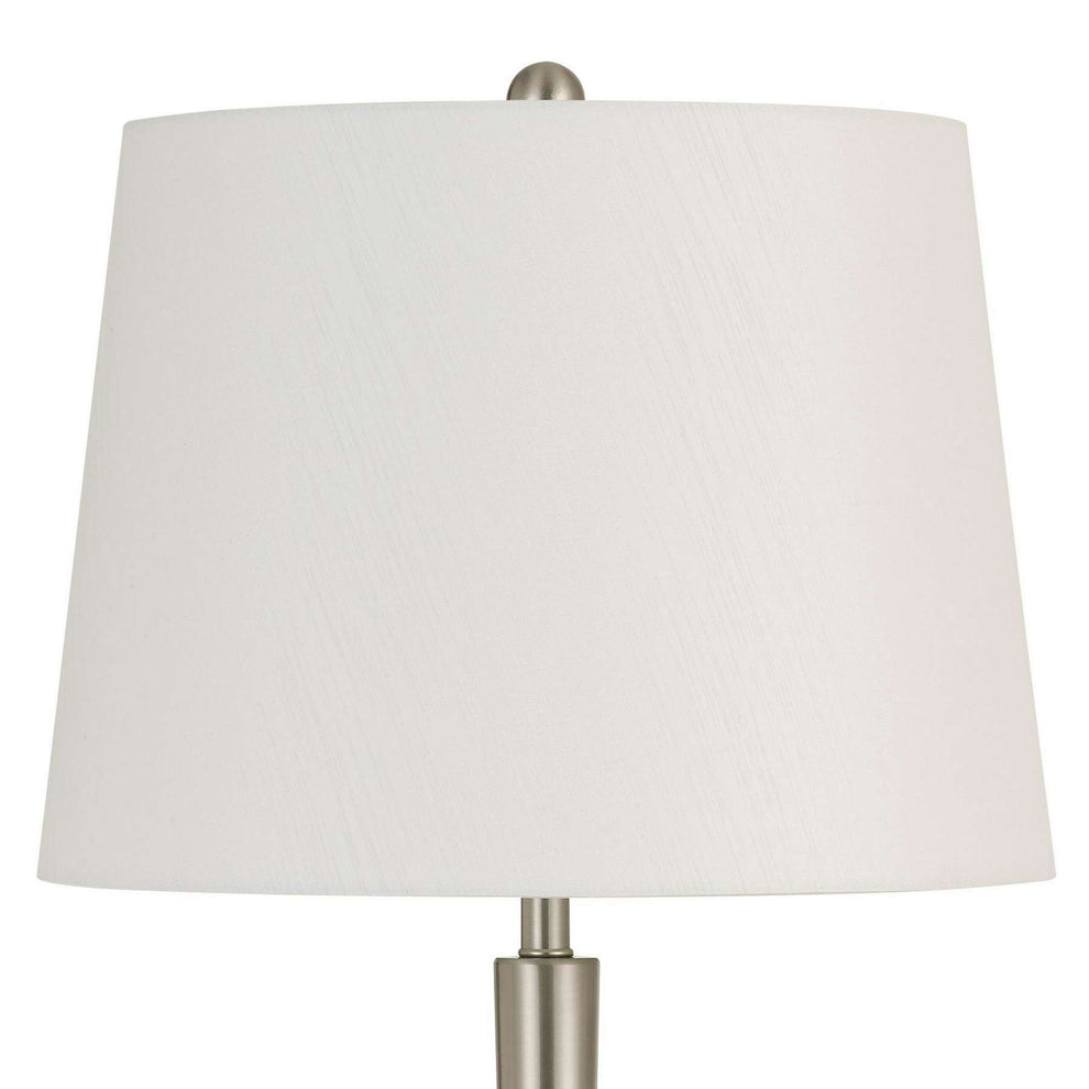 150W Metal Table Lamp With Oval Shade And 2 Usb Outlets, White And Silver By Benzara | Table Lamps |  Modishstore  - 5