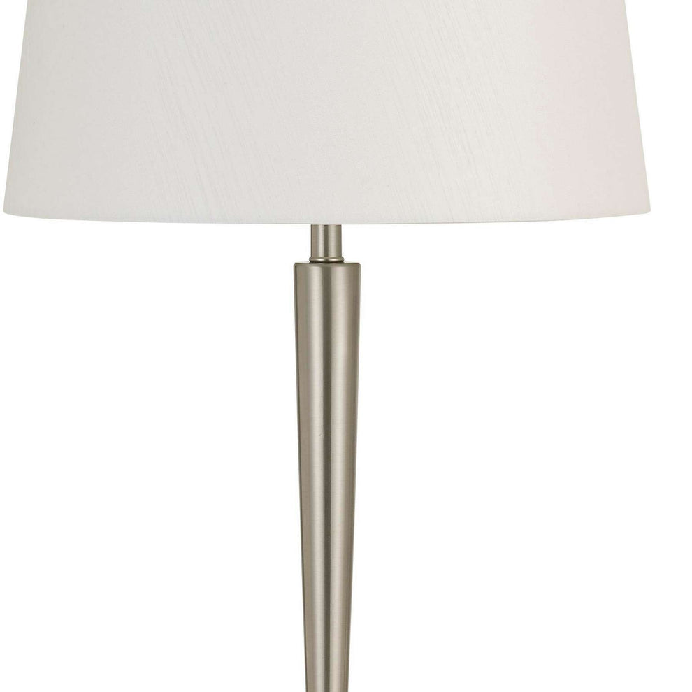 150W Metal Table Lamp With Oval Shade And 2 Usb Outlets, White And Silver By Benzara | Table Lamps |  Modishstore  - 4
