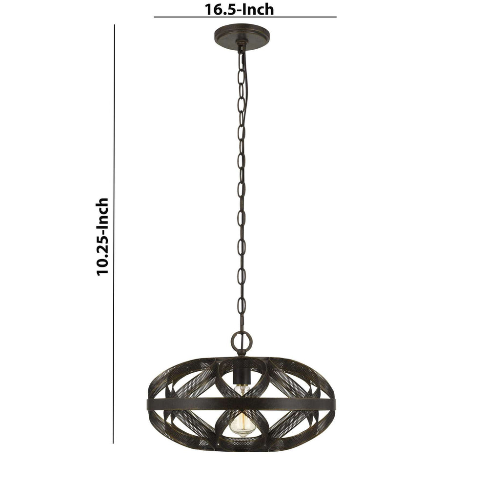 60W Twisted Metal Mesh Design Pendant Fixture, Dark Bronze By Benzara | Chandeliers |  Modishstore  - 2