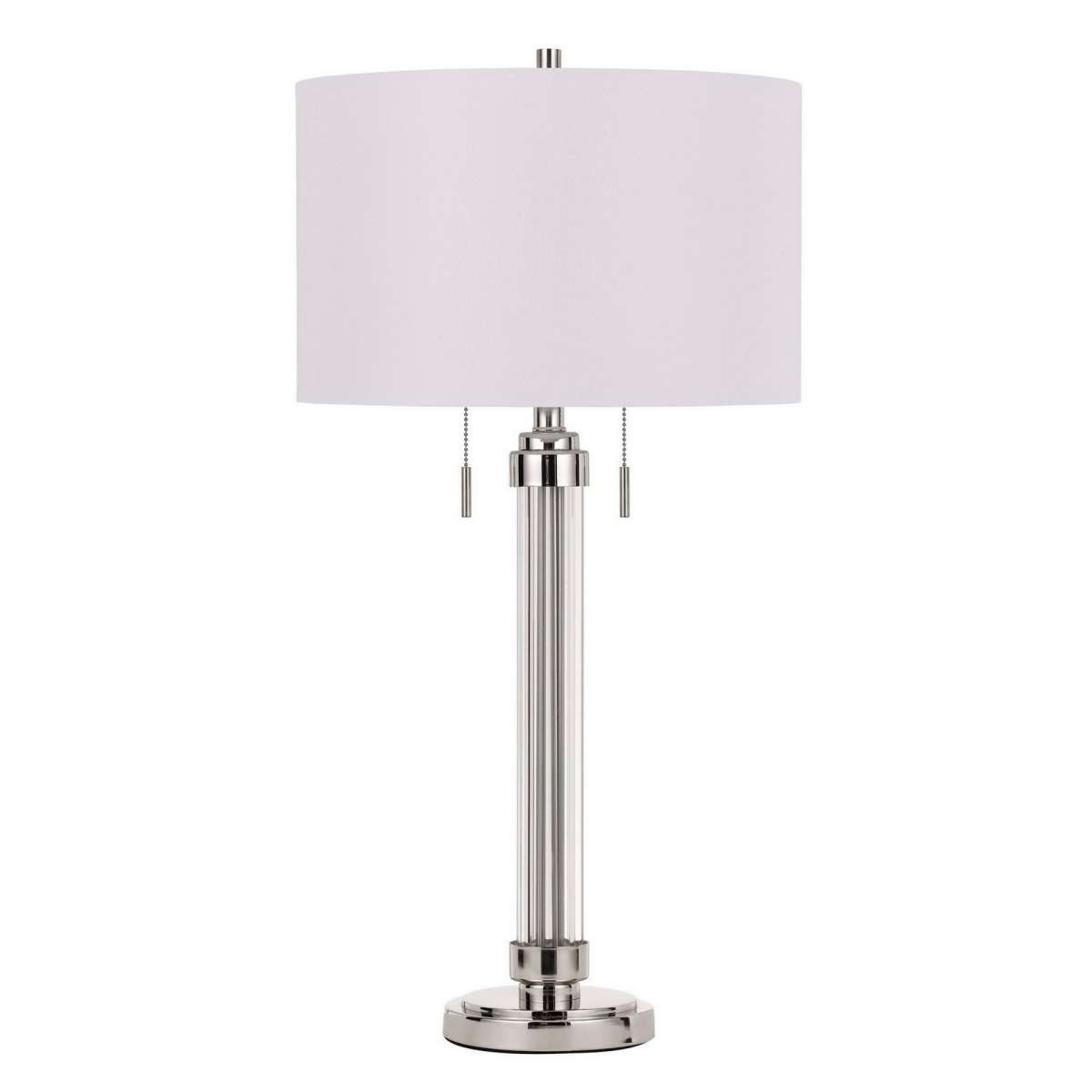 60 X 2 Watt Metal And Acrylic Table Lamp With Fabric Shade, White And Silver By Benzara | Table Lamps |  Modishstore 