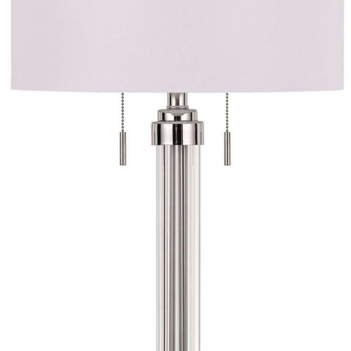 60 X 2 Watt Metal And Acrylic Table Lamp With Fabric Shade, White And Silver By Benzara | Table Lamps |  Modishstore  - 4