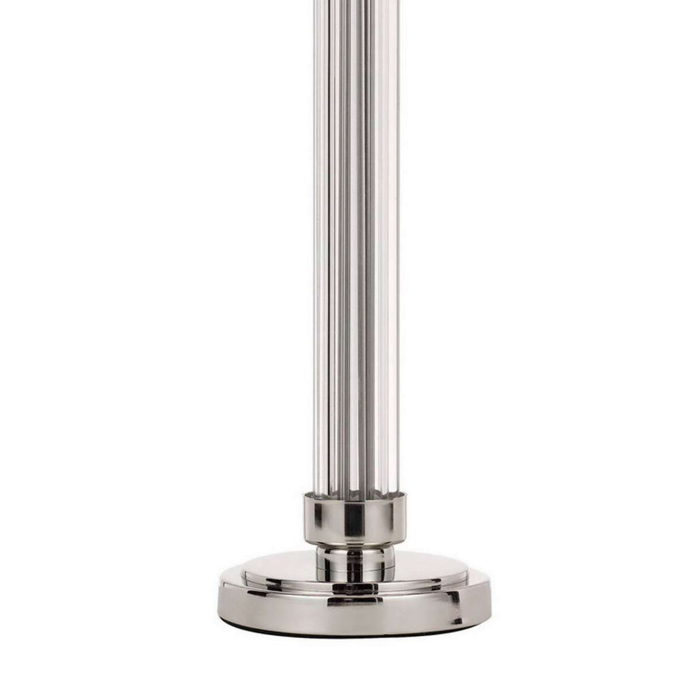 60 X 2 Watt Metal And Acrylic Table Lamp With Fabric Shade, White And Silver By Benzara | Table Lamps |  Modishstore  - 3