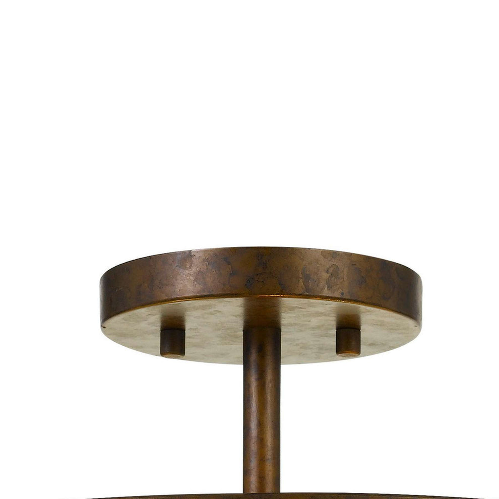 Metal Frame Drum Shade Pendant Fixture With Lattice Design, Rustic Bronze By Benzara | Chandeliers |  Modishstore  - 5