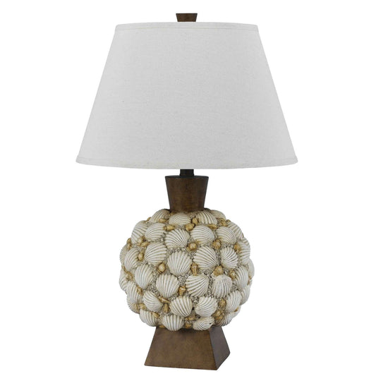 150 Watt Seashell Embellished Polyresin Table Lamp, Off White And Brown By Benzara | Table Lamps |  Modishstore 