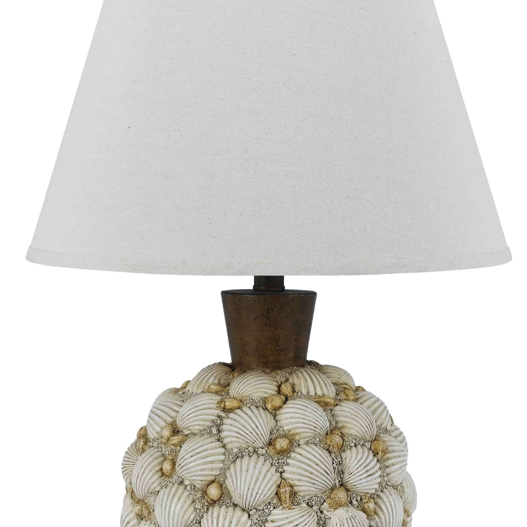 150 Watt Seashell Embellished Polyresin Table Lamp, Off White And Brown By Benzara | Table Lamps |  Modishstore  - 4