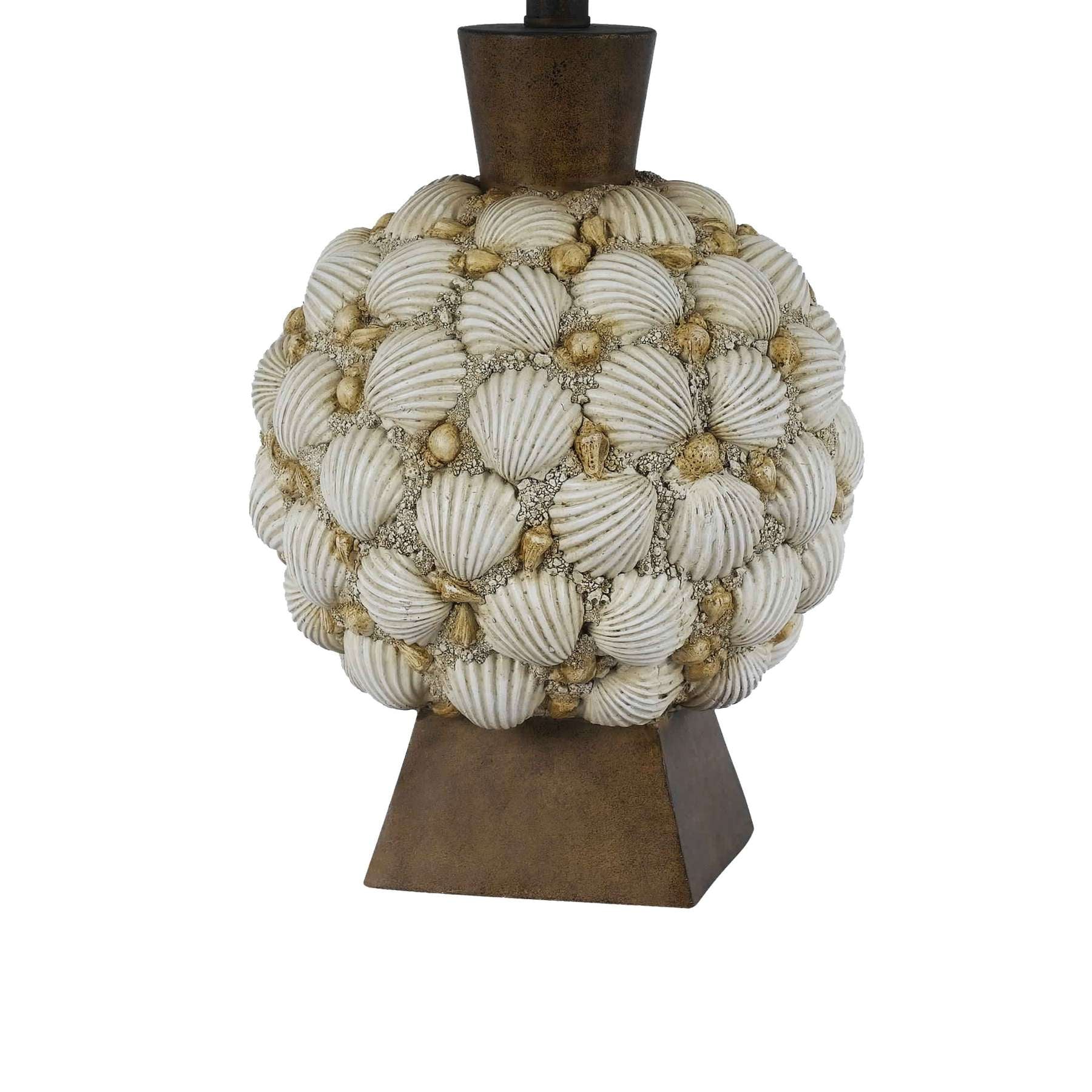 150 Watt Seashell Embellished Polyresin Table Lamp, Off White And Brown By Benzara | Table Lamps |  Modishstore  - 3