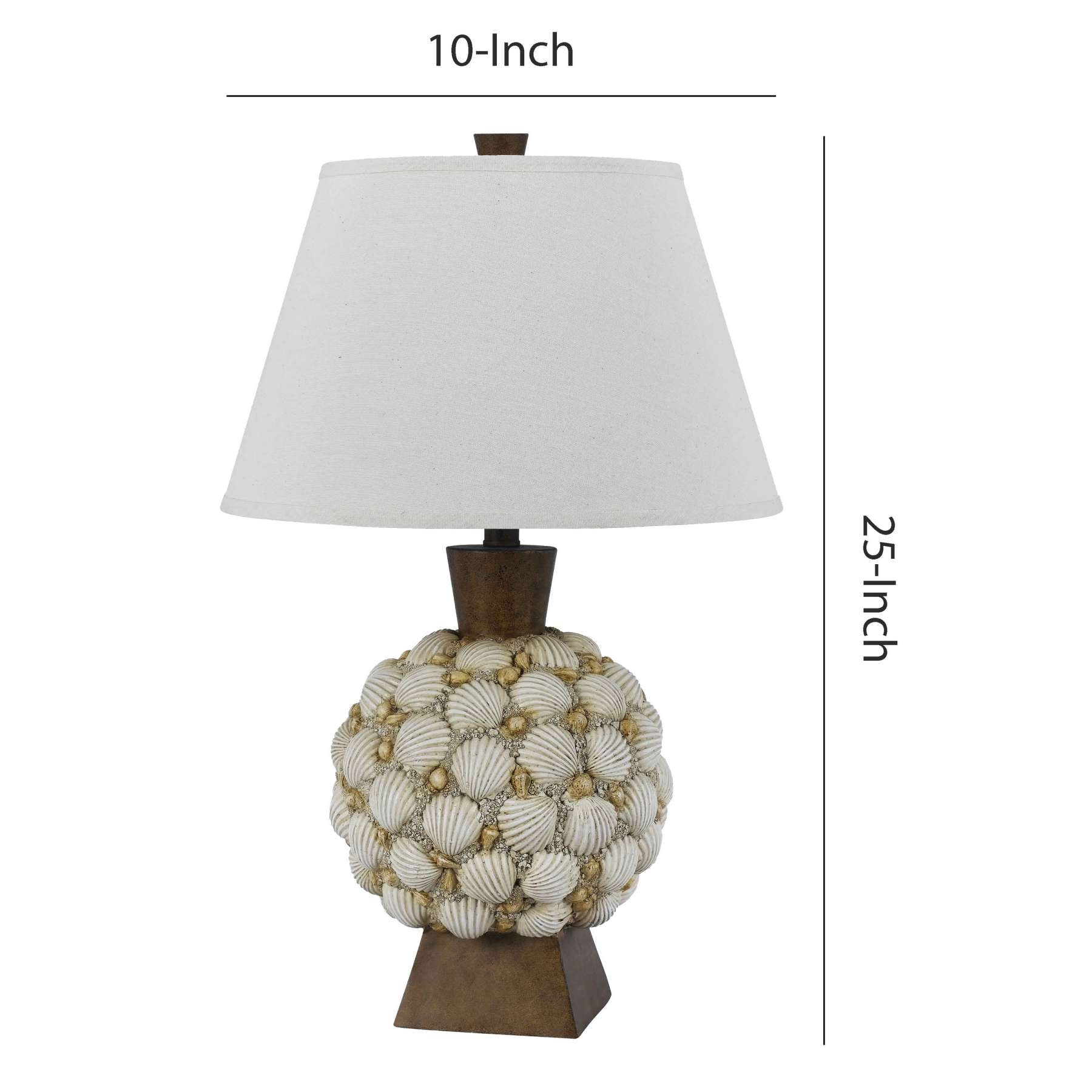 150 Watt Seashell Embellished Polyresin Table Lamp, Off White And Brown By Benzara | Table Lamps |  Modishstore  - 2