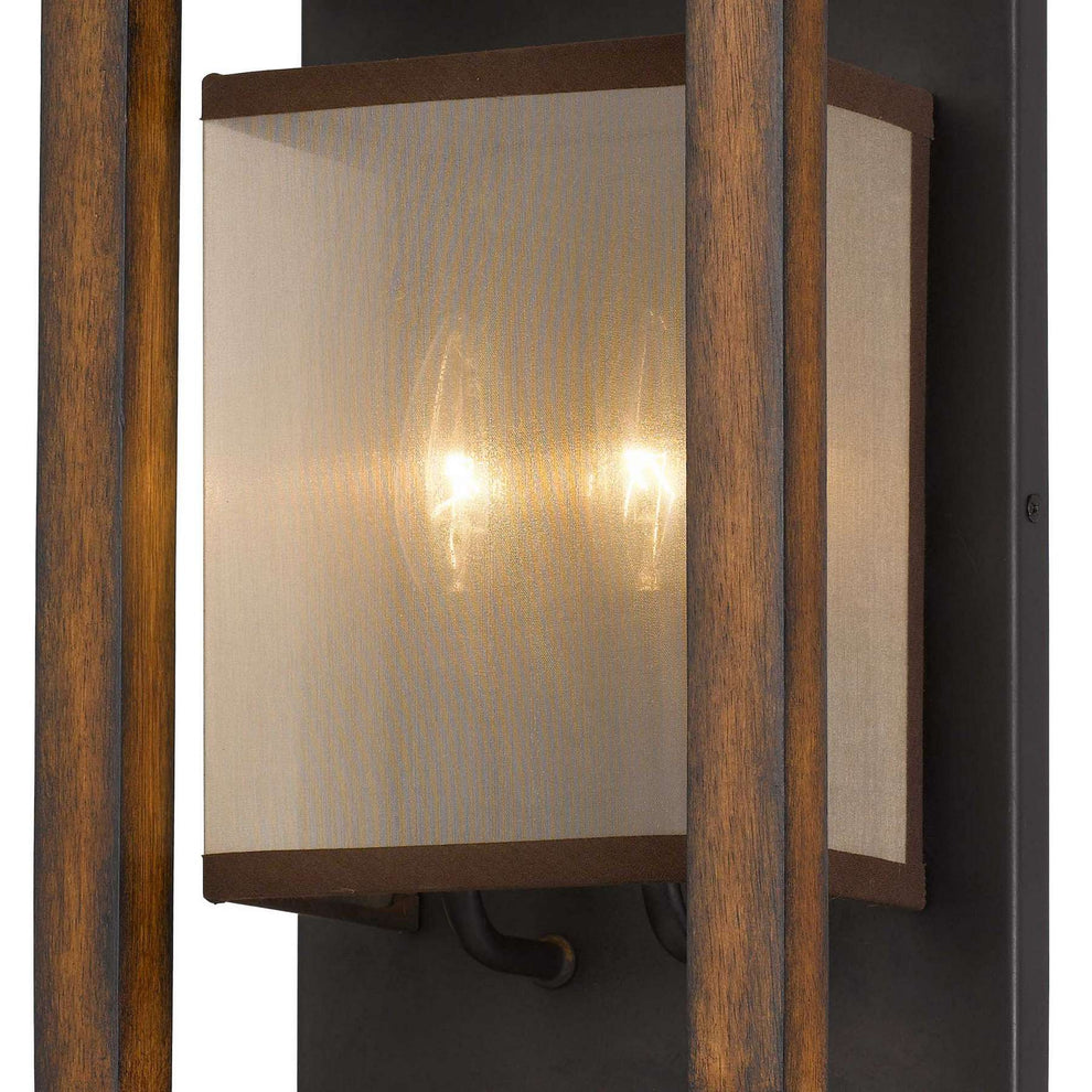 40 X 2 Watt Wooden Wall Sconce With Organza Shade, Walnut Brown By Benzara | Wall Lamps |  Modishstore  - 4