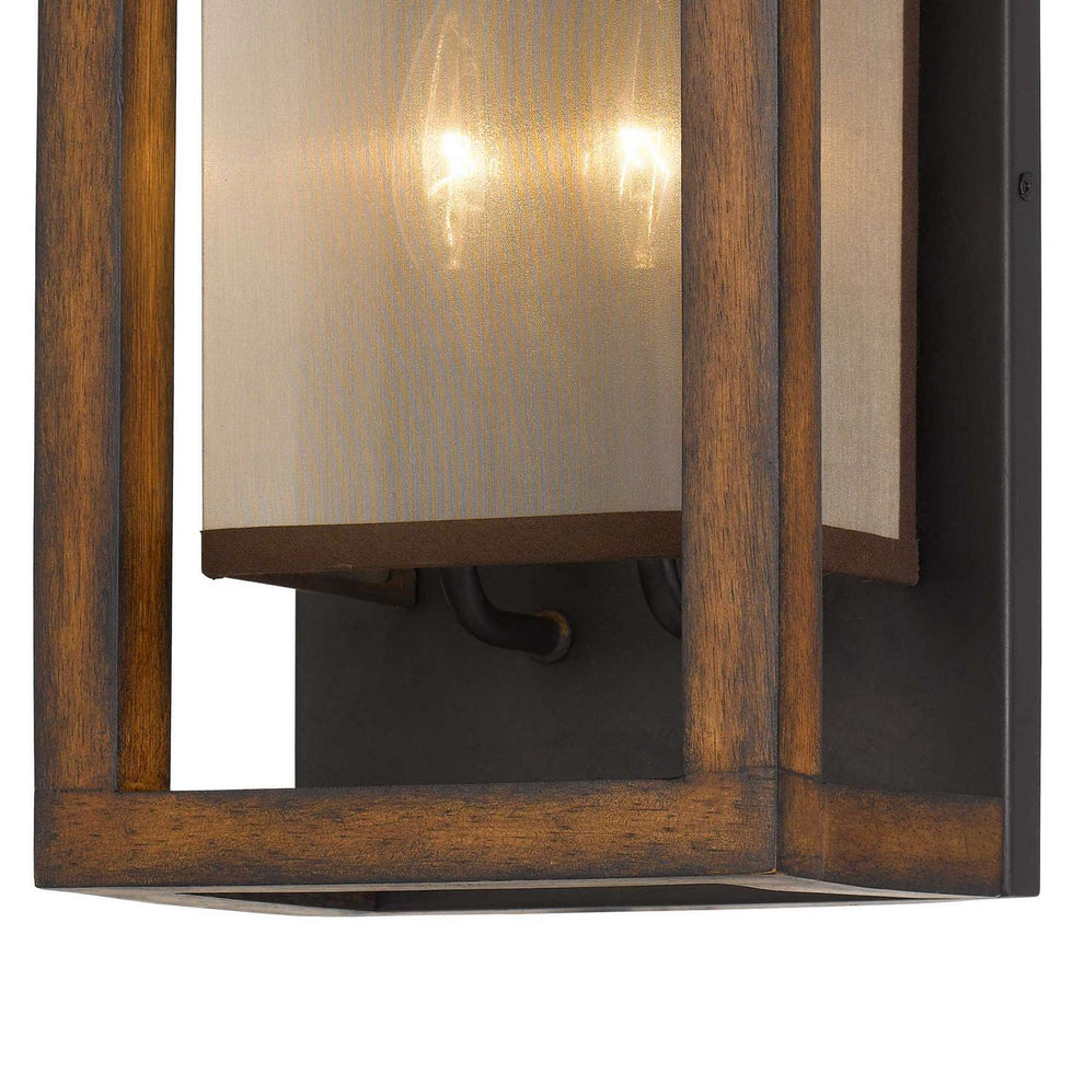 40 X 2 Watt Wooden Wall Sconce With Organza Shade, Walnut Brown By Benzara | Wall Lamps |  Modishstore  - 3