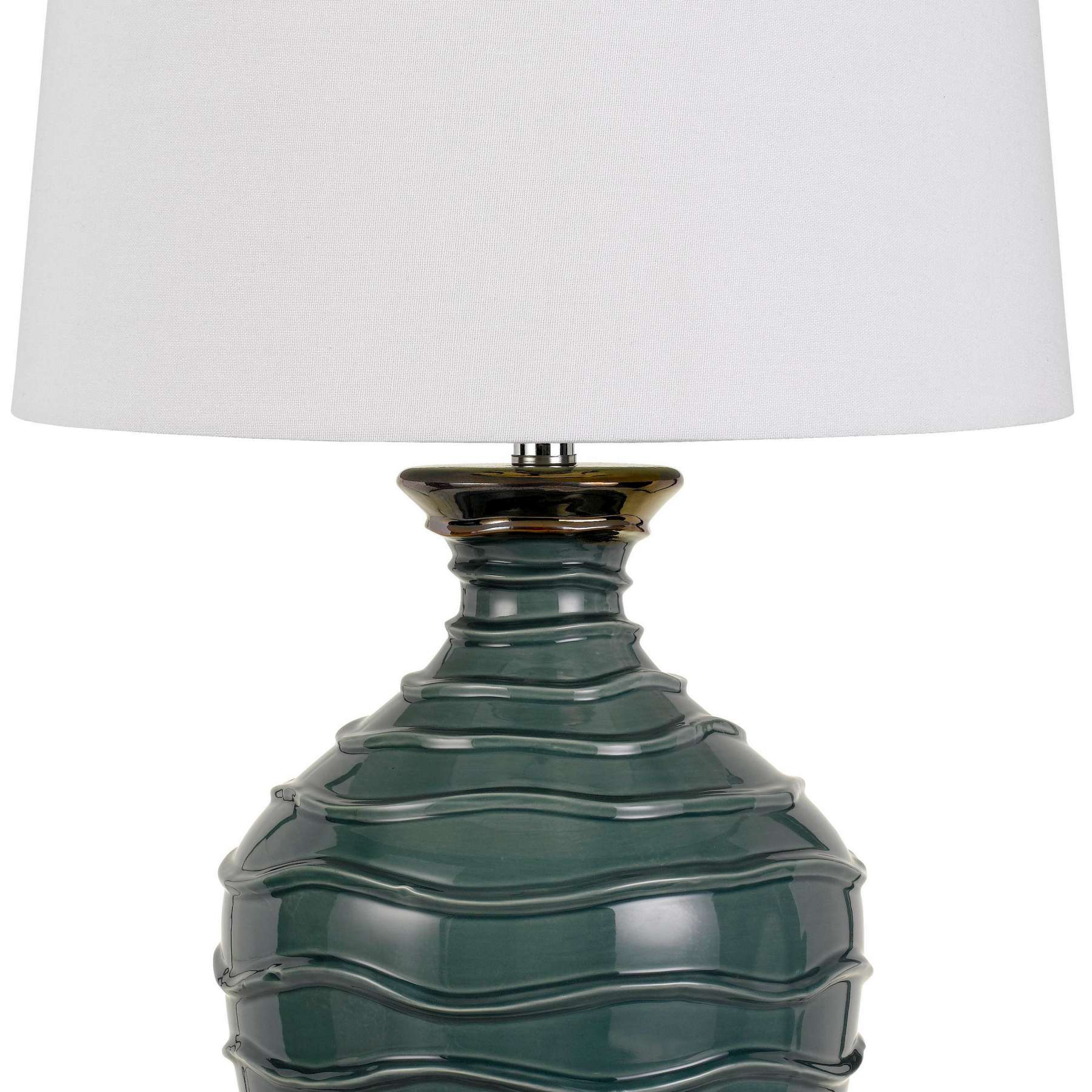 150 Watt Ceramic Frame Table Lamp With Drum Shade, White And Green By Benzara | Table Lamps |  Modishstore  - 4