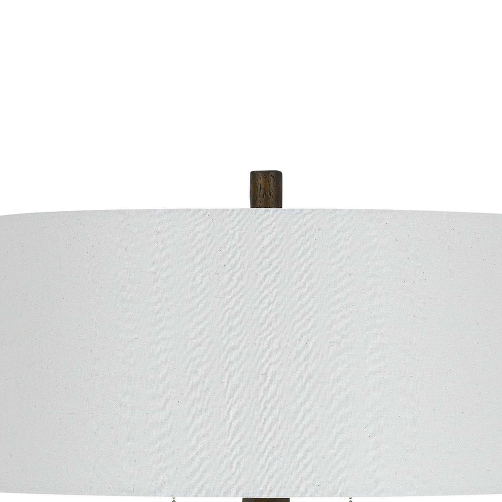 Fabric Shade Table Lamp With Faceted Mirror And Wooden Base, White By Benzara | Table Lamps |  Modishstore  - 5