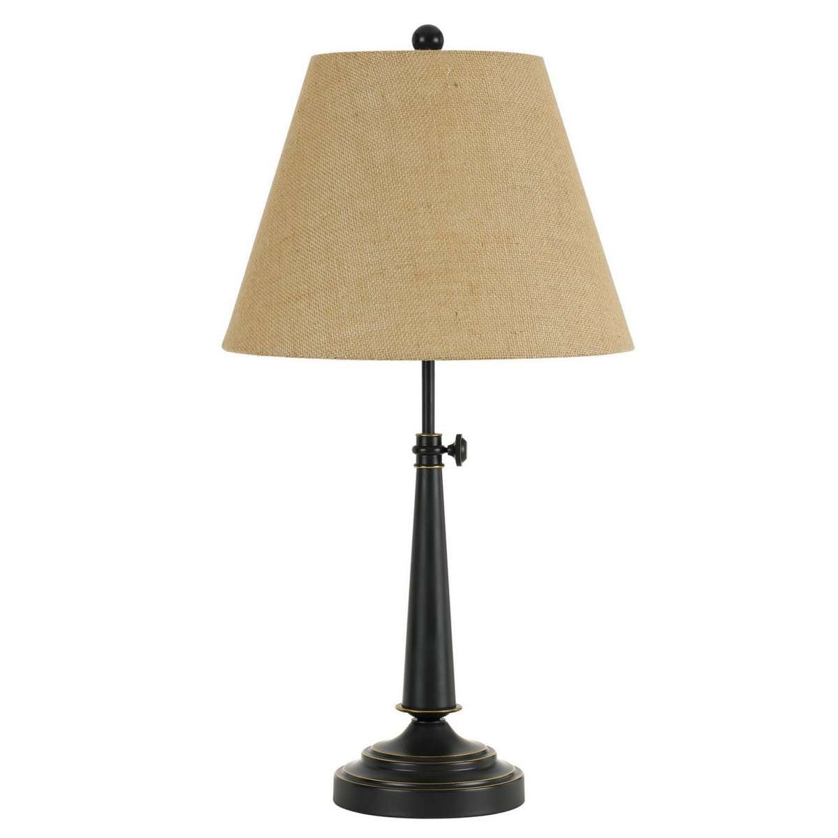 Tapered Fabric Adjustable Table Lamp With Pedestal Base, Beige And Black By Benzara | Table Lamps |  Modishstore 