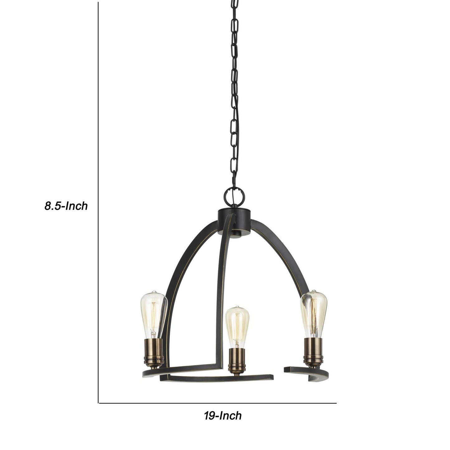 3 Coinciding Metal Chandelier With 6 Feet Chain, Black By Benzara | Chandeliers |  Modishstore  - 2