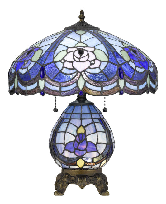 60 X 2 Watt Polyresin Table Lamp With 7 Watt Night Light, Blue By Benzara | Table Lamps |  Modishstore 