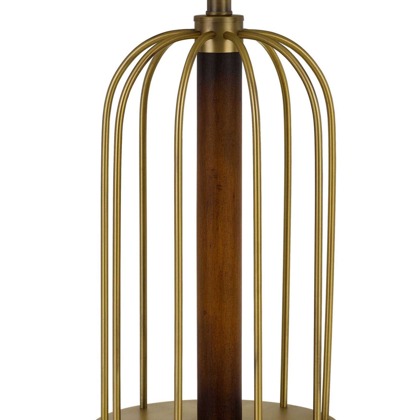 Metal Table Lamp With Cage Design Support With Round Base, White And Brass By Benzara | Table Lamps |  Modishstore  - 4