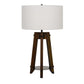 Drum Shade Table Lamp With Wooden Tripod Base, White And Brown By Benzara | Table Lamps |  Modishstore 