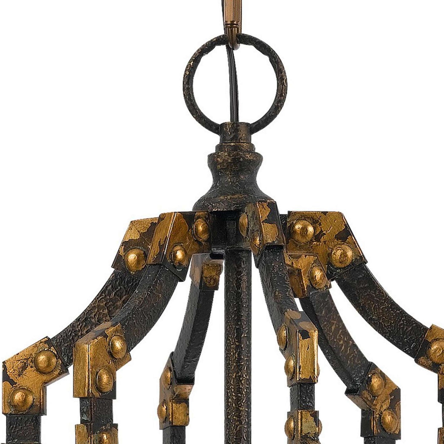 Quatrefoil Design Metal Frame Pendant Lighting With Rivet Accents, Black By Benzara | Chandeliers |  Modishstore  - 4