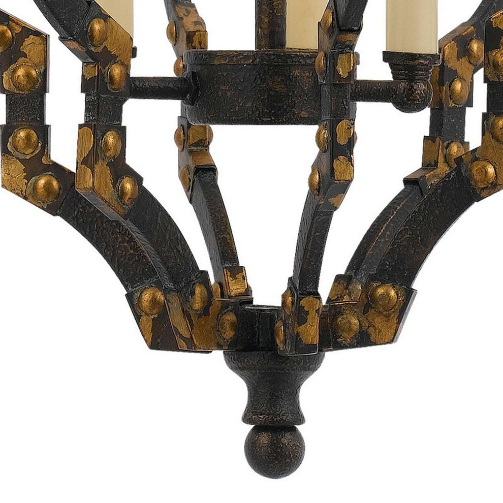 Quatrefoil Design Metal Frame Pendant Lighting With Rivet Accents, Black By Benzara | Chandeliers |  Modishstore  - 3