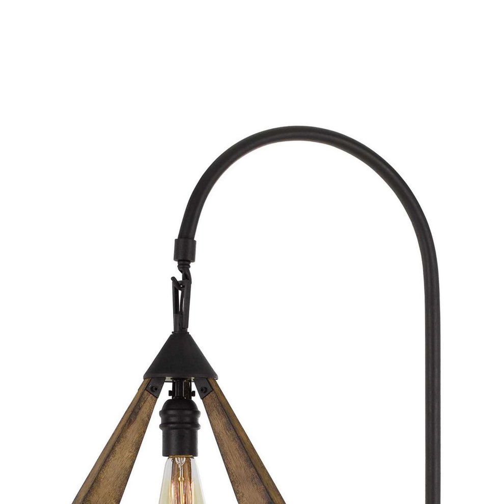 Tubular Metal Downbridge Floor Lamp With Wooden Accents, Black By Benzara | Floor Lamps |  Modishstore  - 5