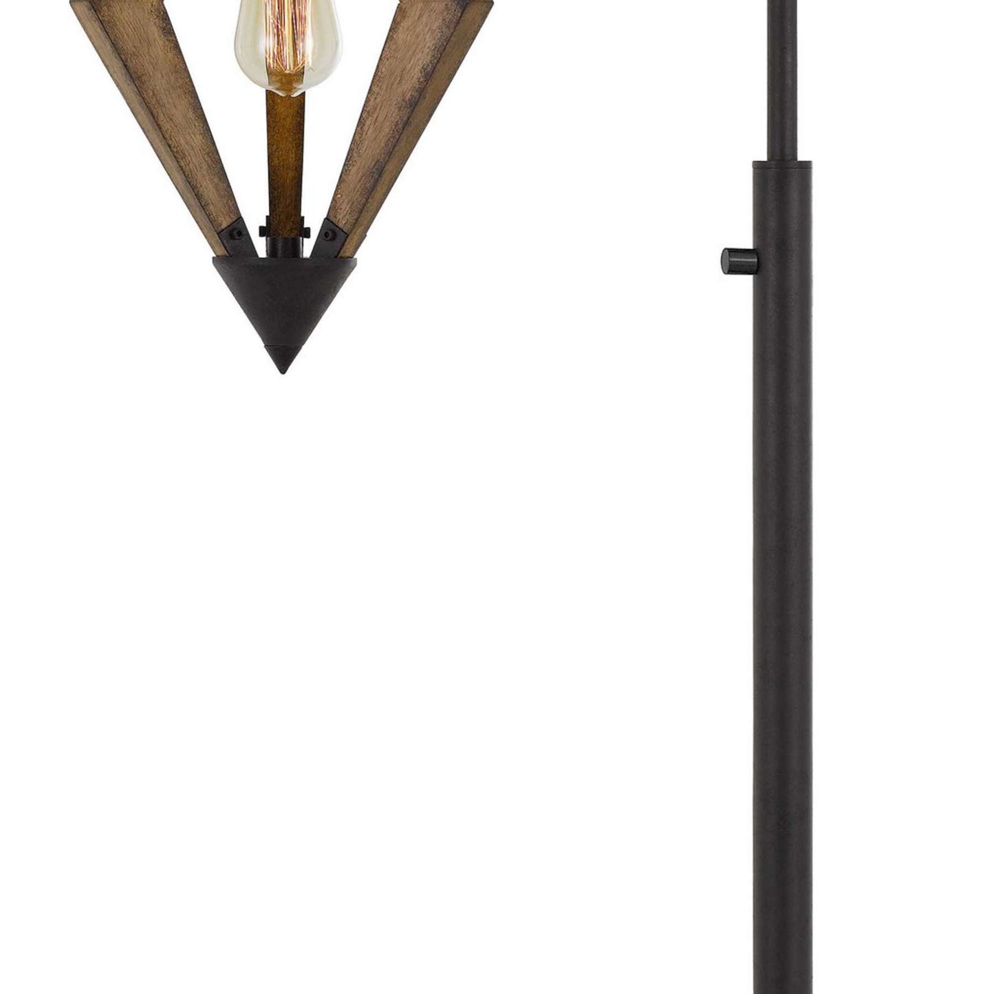 Tubular Metal Downbridge Floor Lamp With Wooden Accents, Black By Benzara | Floor Lamps |  Modishstore  - 4