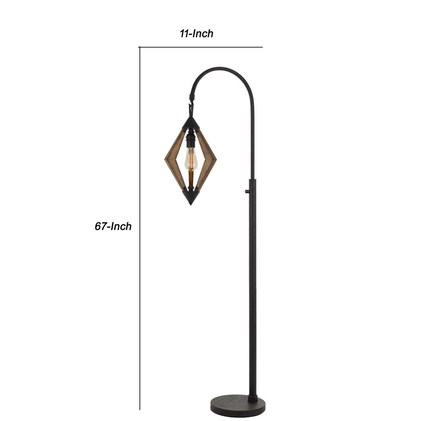 Tubular Metal Downbridge Floor Lamp With Wooden Accents, Black By Benzara | Floor Lamps |  Modishstore  - 2