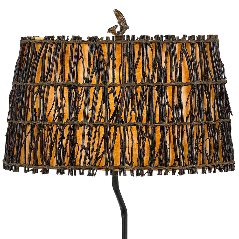 150W 3 Way Bear Canoe Table Lamp With Oval Wicker Shade, Antique Bronze By Benzara | Table Lamps |  Modishstore  - 5