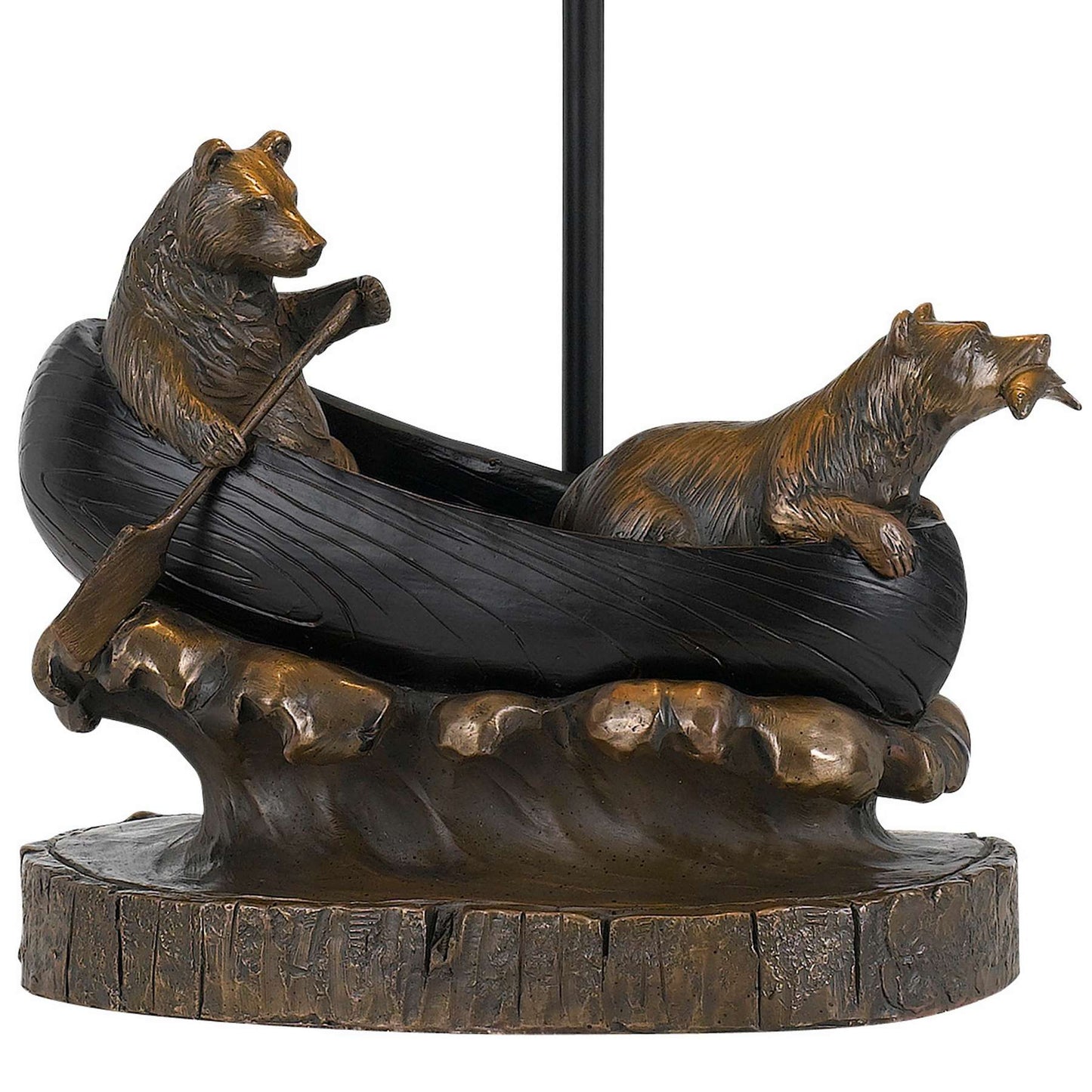 150W 3 Way Bear Canoe Table Lamp With Oval Wicker Shade, Antique Bronze By Benzara | Table Lamps |  Modishstore  - 3