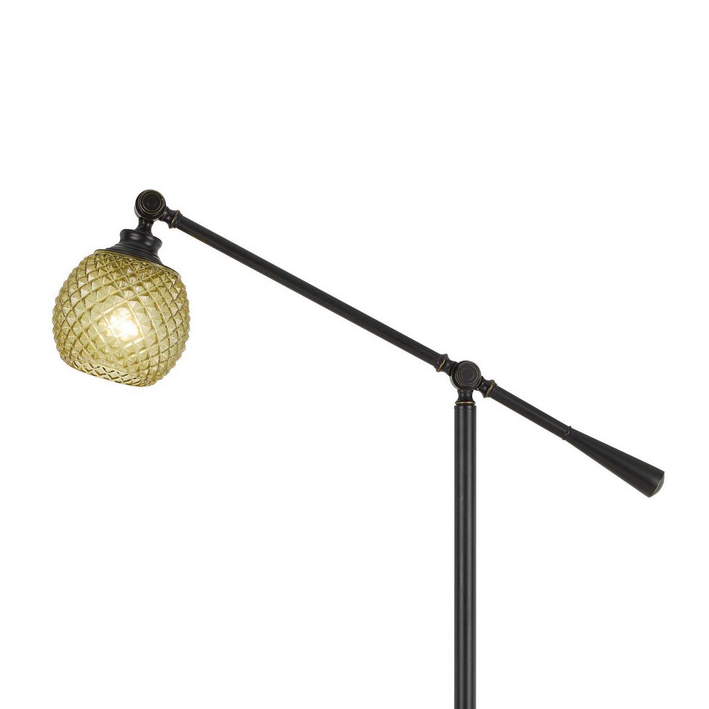 Metal Body Floor Lamp With Adjustable Arm And Textured Glass Shade, Black By Benzara | Floor Lamps |  Modishstore  - 5