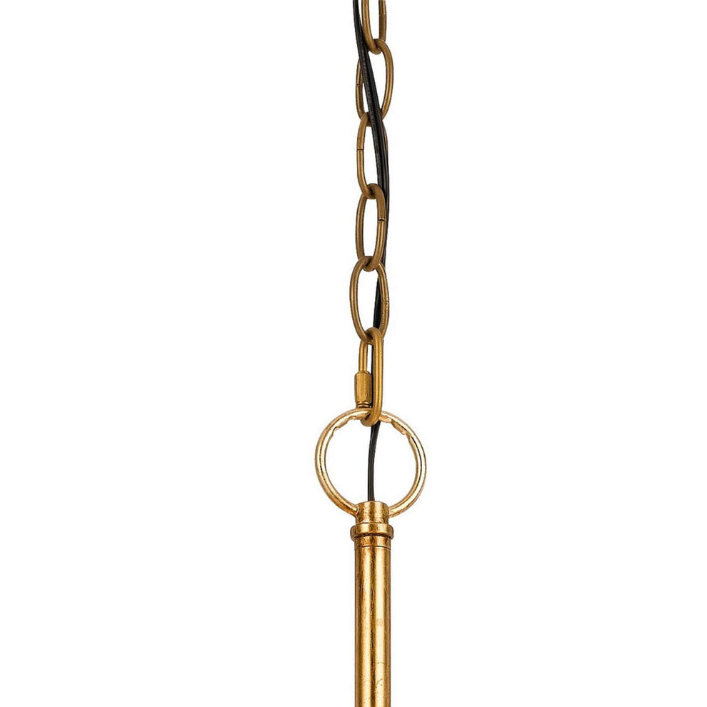 Fabric And Metal Pendant With Geometric And Embossed Floral Design, Gold By Benzara | Chandeliers |  Modishstore  - 5