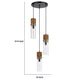 3 Bulb Wind Chime Design Pendant With Cylindrical Glass Shade, Black By Benzara | Chandeliers |  Modishstore  - 2