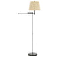 Metal Floor Lamp With Swing Arm And Tubular Stand, Beige And Black By Benzara | Floor Lamps |  Modishstore 
